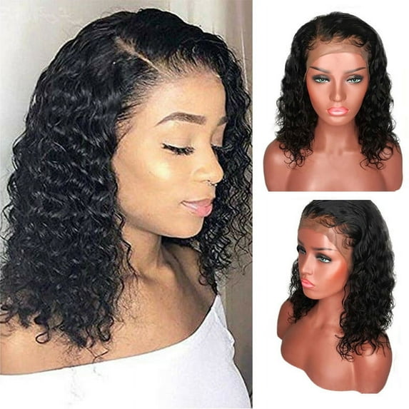 Bilqis Natural Wave Lace Wigs Brazilian Human Hair Short Curly Wavy Lace Front Wigs