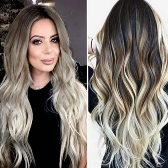 Bilqis Women's Brown Mixed Color Gradient Medium Length Curly Wig