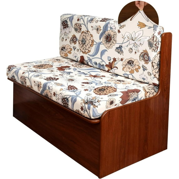 Bilqis Dinette Cushion Covers Printed Elastic Camper Cushion Slipcover Stretchable Loveseat Sofa Chair Cover Furniture Protector for RV Camper Car Bench 1 Backrest Cover & 1 Bench Cover