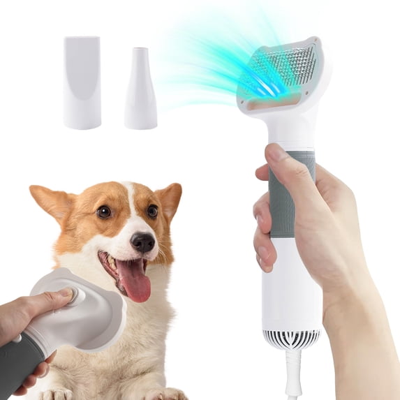 Bilqis Dog Blow Dryer Brush 3 in 1 Professional Pet Grooming Dog Hair Dryer with Slicker Brush, Dog Blow Dryer with Adjustable 3 Temperatures Settings for Dogs Cats