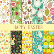 Bilqis Easter Cotton Fabric, 10Pcs 10" x 10" Precut Fat Quarters Fabric Bundles for Quilting Sewing DIY Crafts