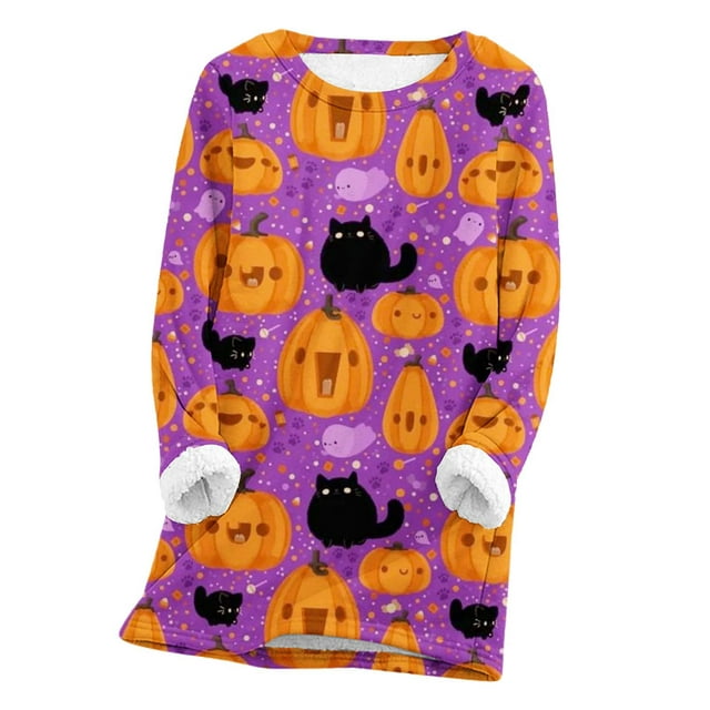 Bilqis Halloween Fleece Sweatshirts for Women Clearance Sales,Pumpkin ...