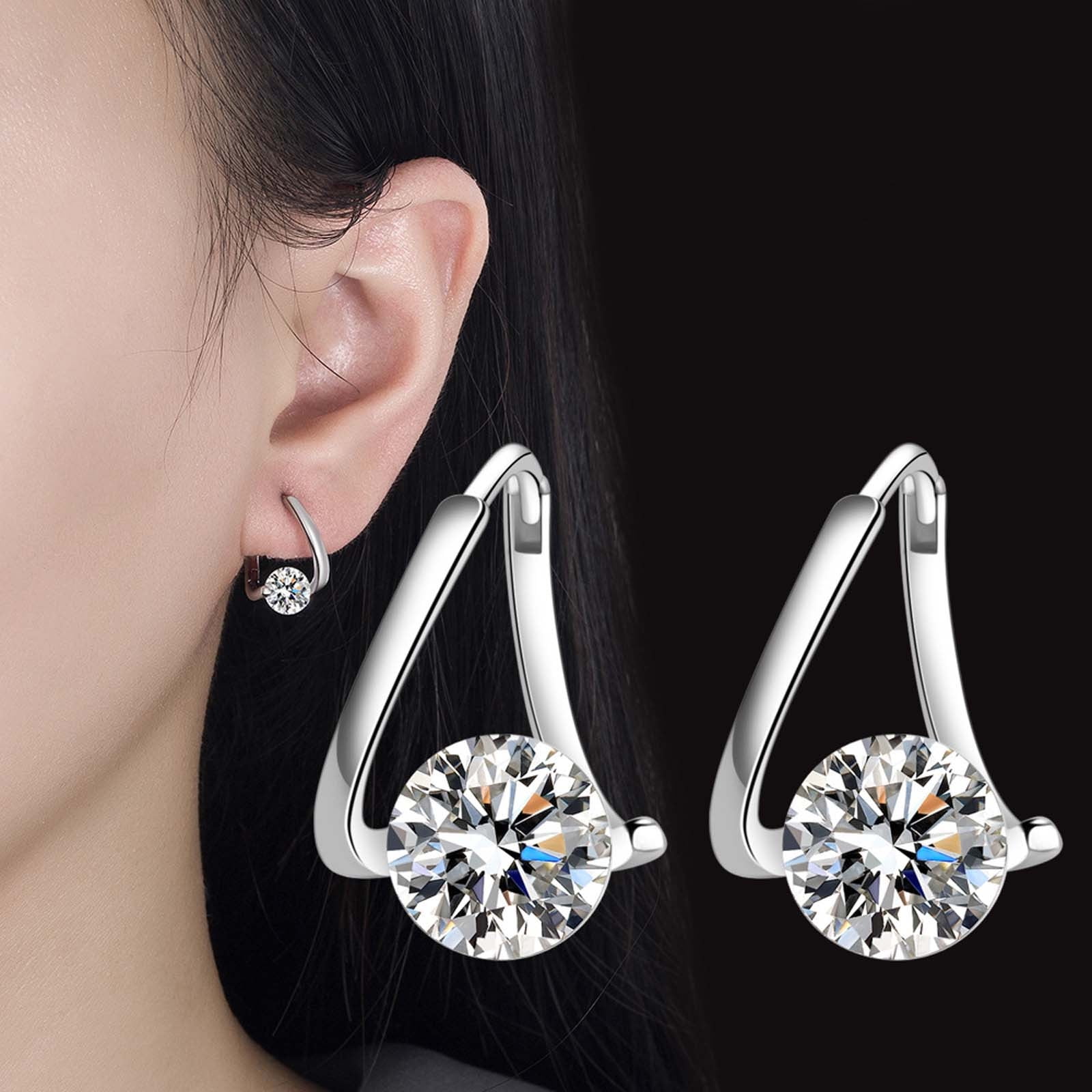 Bilqis Lymphvity Germanium Earrings Crystal Ball Hoop Earrings for