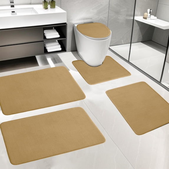 Bilqis Memory Foam Bathroom Rug Sets 5 Piece, Ultra Absorbent Bath Mat for Bathroom - Non-Slip Soft Comfortable Machine Washable Thick & Dry Quickly, for Tub, Toilet and Floor