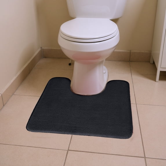 Bilqis Memory Foam Toilet Bath Mat U-Shaped, Soft Absorbent Velvet Topside Floor Mats, Non Slip Thick Washable Bathroom Mat, Floor Carpet Bath Rugs Mat for Toilet Base
