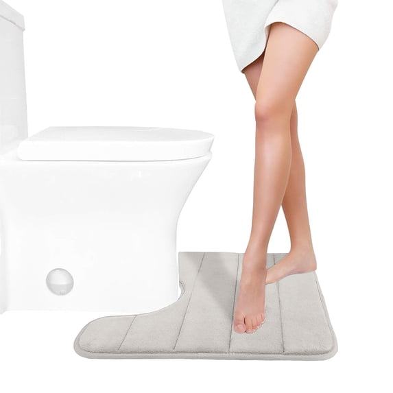 Bilqis Memory Foam Toilet Bath Mat U-Shaped, Thick Soft Washable Bathroom Mat, Non Slip Super Soft Absorbent Quick Dry Bathroom Rugs, Floor Carpet Bath Rugs Mat for Toilet Base
