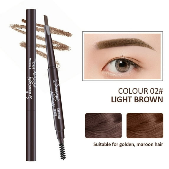 Bilqis Microblading Eyebrow Pen, Eyebrow Pencil 2-in-1 Dual-Ended Eye Brow Pencils for Women with 3-Fork-Tip and Brush Create Natural Hair-Like Defined Brows, Last All-Day, Light Brown
