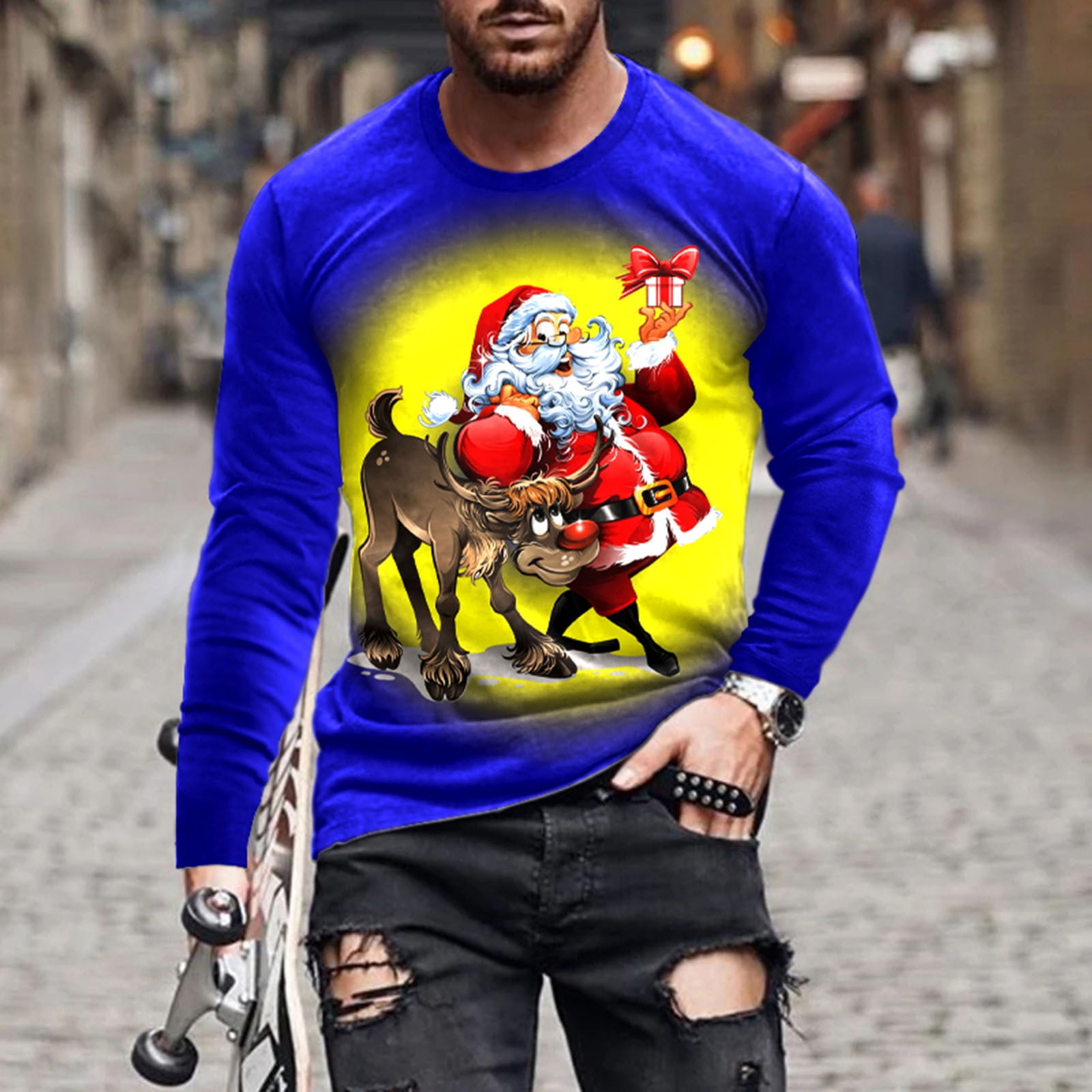 Bilqis Novelty Holiday Graphic Tees for Men Christmas Tree Tshirt Big
