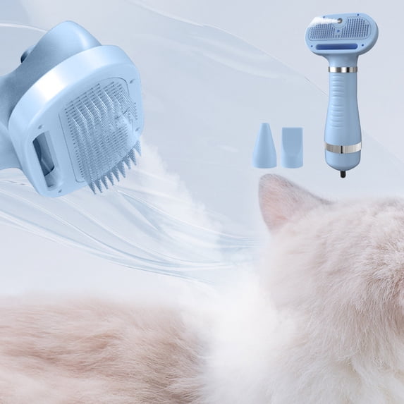 Bilqis Pet Hair Dryer with Slicker Brush, Heat Settings, One-Button Hair Removal, Portable Dog Blower, Professional Home Grooming Furry Drying for Small Large Cat Dog