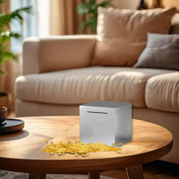 Bilqis Piggy Bank for Adults, Stainless Steel Savings Bank, Must Break to Open Stainless Steel Saving Box, for Enforcing Savings Discipline and Goal-Oriented Saving