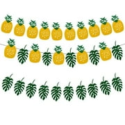 Bilqis Pineapple Balanopsis Leaf Banner for Beach Summer Tropical Party Baby Shower Birthday Party Gender Reveal Party Wedding Party Decorations