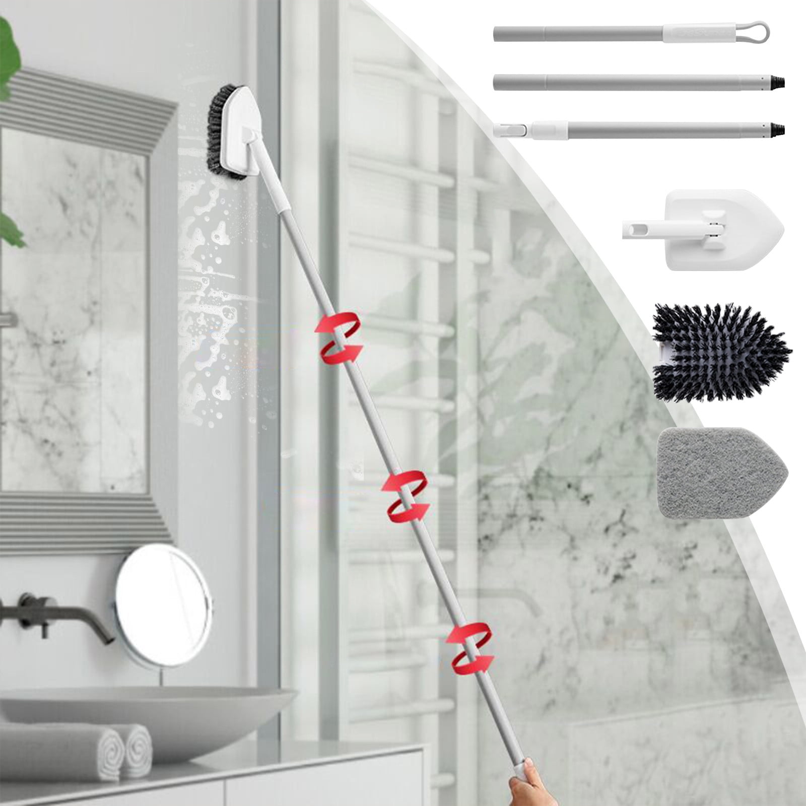 Bilqis Scalable Rotatable Long Extendable Handle Removable Tub/Bathroom/Tile/Scrub Brush ...