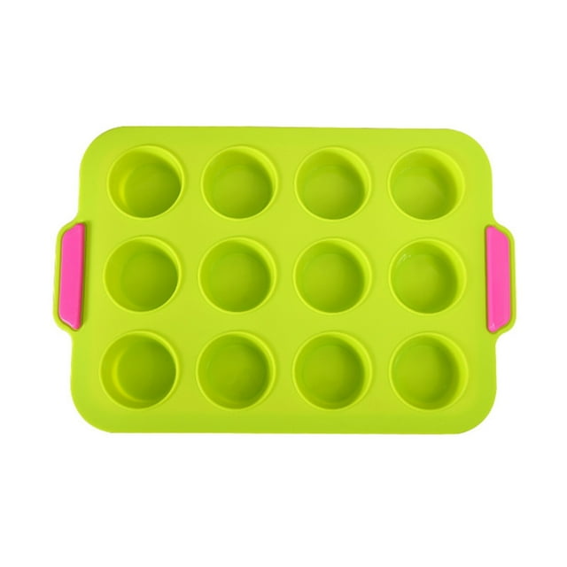 Bilqis Silicone Muffin Baking Pan & Cupcake Tray 12 Cup, Nonstick Cake