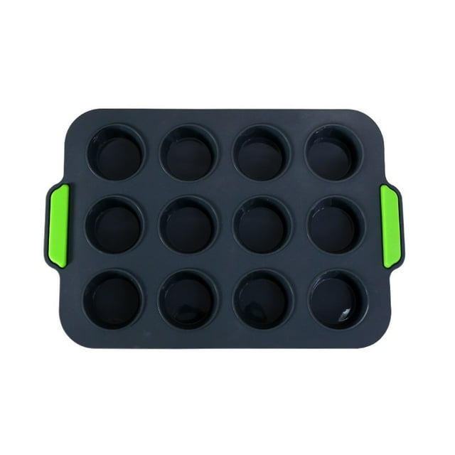 Bilqis Silicone Muffin Baking Pan & Cupcake Tray 12 Cup, Nonstick Cake Molds/Tin, Silicon Bakeware, BPA Free, Dishwasher & Microwave Safe
