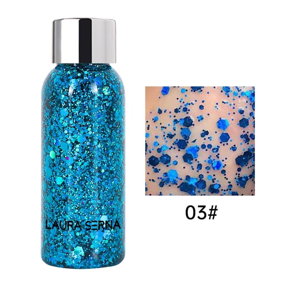 Bilqis Silver Body Glitter Gel, Eye Face Hair Body Glitter Makeup Gel Long Lasting Sparkling, Chunky Glitter Euphoria Makeup Mermaid Sequins for Women Girls