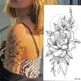 thumbnail image 1 of Bilqis Temporary Tattoos for Women, 3D Black White Sketch Fake Flower Tattoos Stickers, Semi Permanent Half Sleeve Tattoo Body Leg Makeup Waterproof Flower Tattoo Sticker, 1 of 2