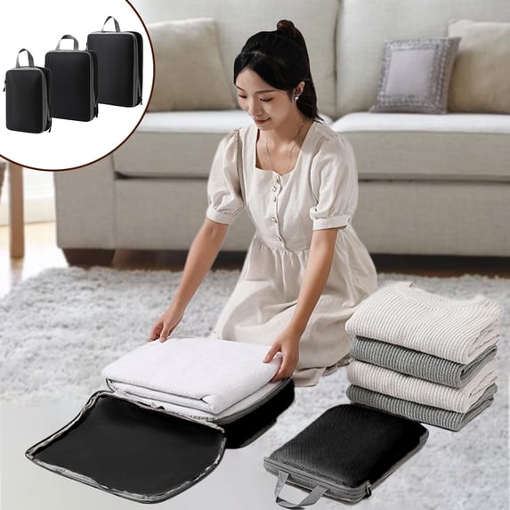 Bilqis Travel Compression Packing Storage Bags,Travel Bags Luggage Organizers,Travel Zipper Waterproof Compression Cubes For Suitcases Double Capacity Design Clothes Storage Bags