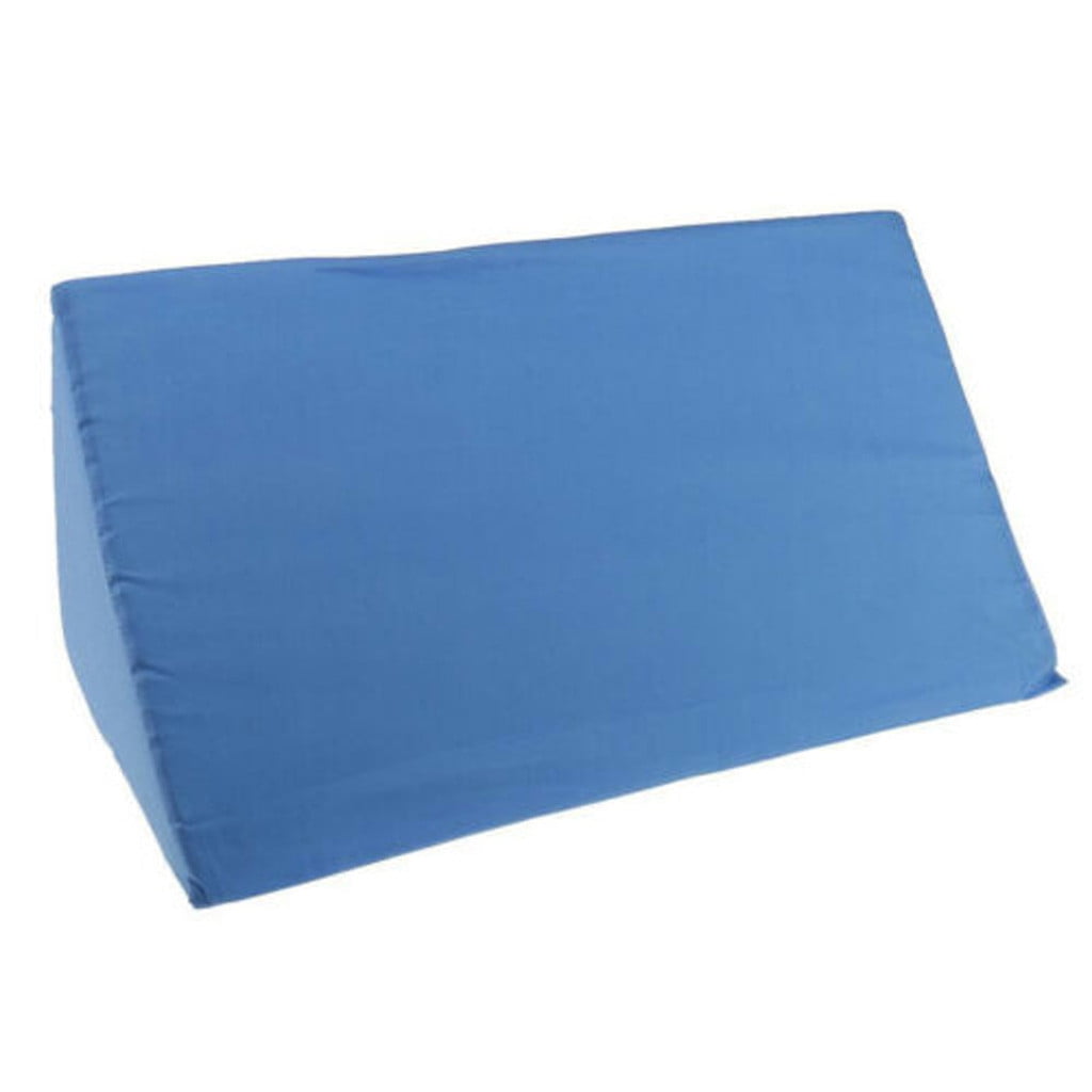 Bilqis White Blue Foam Bed Wedge Pillow Back Leg Lumbar Support Elevation Orthopedic Cushion Acid Reflux Pad with Washable Cover 20x10x5.5 - Blue