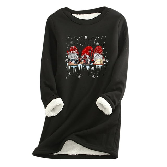 Bilqis Womens Christmas Fleece Crewneck Sweatshirt 2023 Clearance,Dwarf