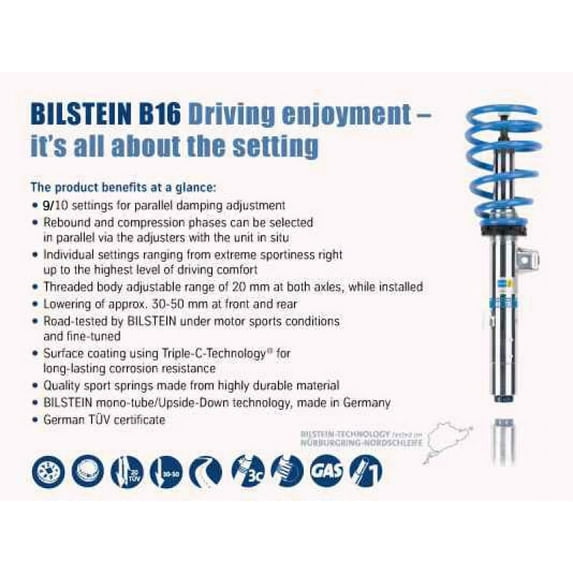 Bilstein B16 (PSS10) 13-15 BMW 320i/13-14 328i/335i /14-15 428i/435i Front & Rear Perf Susp System Fits select: 2012-2013,2016 BMW 328 I SULEV