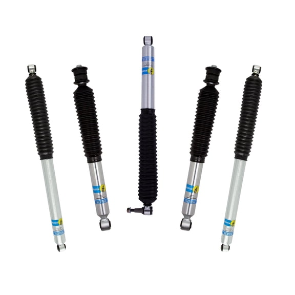 Bilstein Set of Front and Rear B8 5100 Series Shocks with Steering Stabilizer Compatible with 2017-2025 F250/F350 4WD w/o Tremor Package with 2-2.5" Front & 0-1" Rear Lift