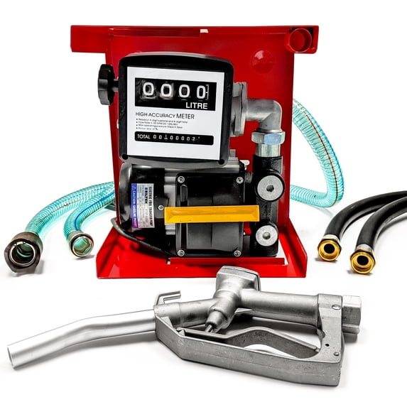 Biltek 110V Electric Fuel Transfer Pump - Includes a Meter, Nozzle & 13ft Hose - For Diesel Oil (Not for Gasoline) - 60 L/Min