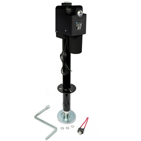 Biltek 3500lbs Electric Power Trailer Tongue Jack + Waterproof Storage Cover for RVs, Trailers, Campers, Utility or Boat Trailers - Black