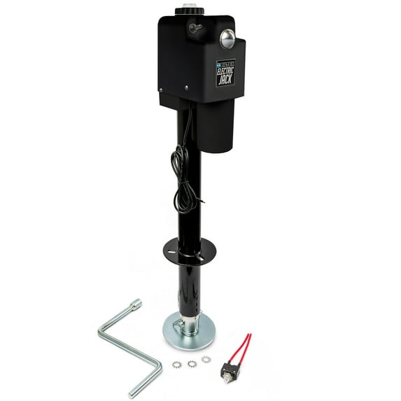 Biltek 3500lbs Electric Power Trailer Tongue Jack + Waterproof Storage Cover for RVs, Trailers, Campers, Utility or Boat Trailers - Black