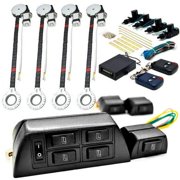 Biltek 4x Door Car Power Window + Keyless Door Unlock Kit Compatible with Buick / Chrysler LeSabre Regal 200 300 Raider RVR