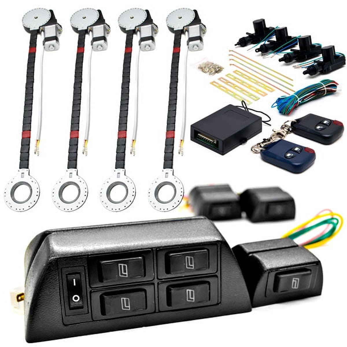 Biltek 4x Door Car Power Window + Keyless Door Unlock Kit Compatible