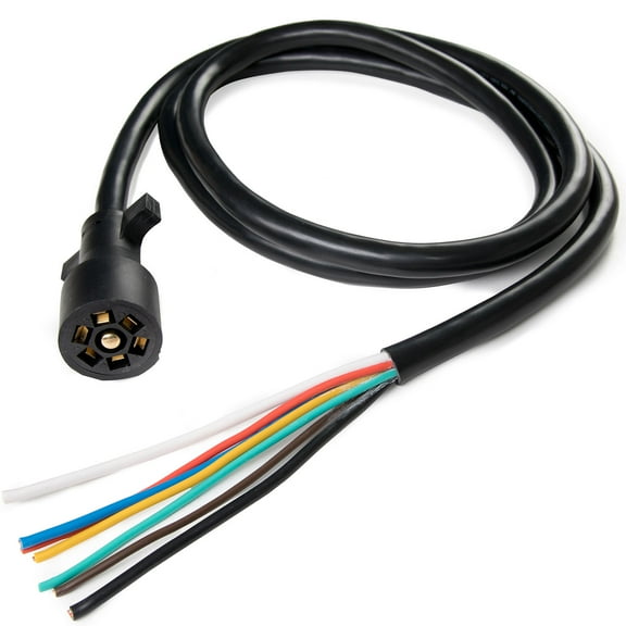 Biltek 7.5ft. 7-Way Electrical Plug Trailer RV Towing Camper Color Coded Wiring Harness for RV Trailers, Campers, Caravans, Food Trucks and Other Towed Vehicles