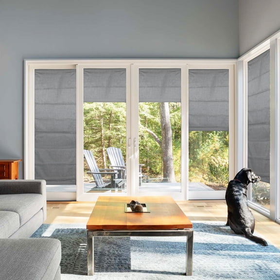 Biltek Blackout Roman Shades, Gray, Window Blinds Inside/Outside Mount Thermal Washable Fabric Easy Install 71"W x 64"H