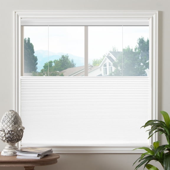 Biltek Cordless Top-Down & Bottom-Up Cellular Honeycomb Pleated Blinds Sheer Shades, Child & Pet Safe - White, 71"W X 64"H