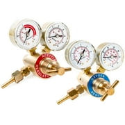 Biltek Dual Gauge Oxygen & Acetylene Solid Brass Regulator for Welding Victor Gas Torch Cutting - CGA540 and CGA200 Rear Mount Fitting