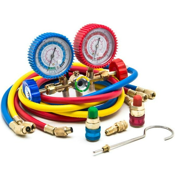 Biltek HVAC R12 R22 R502 A-C Diagnostic Manifold Gauge Kit with Quick Coupler High & Low