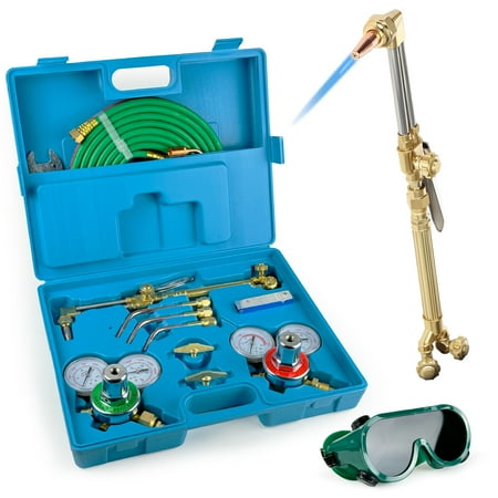 Biltek Oxygen Acetylene Torch Kit Portable Cutting, Brazing & Welding Kit Includes Two Hose, Regulator Gauges, Cutting Tip, 3 Welding Tip and Storage Case Essential Victor Type Cutting Torch Kit