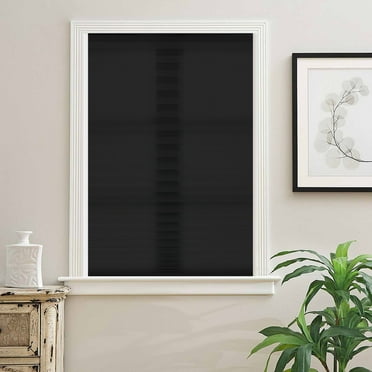 Biltek Pleated Fabric Shades (Cut-to-Size), Cordless Light Filtering Window Privacy Shades - 48" W x 72" H, Black