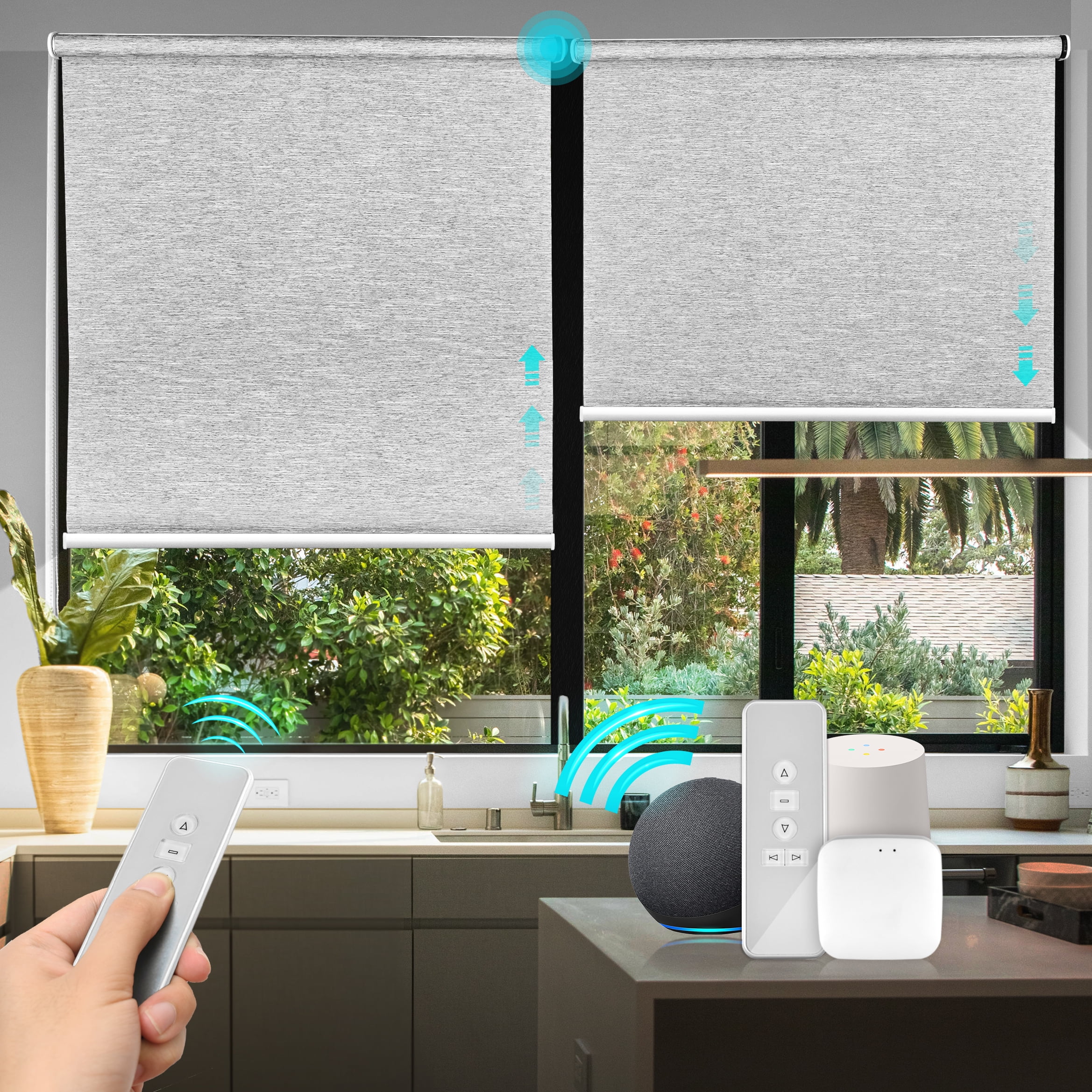 Biltek Smart Blinds for Windows Motorized Roller Blinds & Shades Cordless  Window Blinds Electric Blinds with Remote Automatic Window Shades For Home