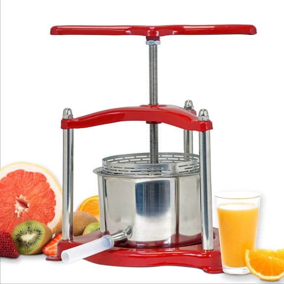 Biltek Stainless Steel Fruit Press For Wine Making, Apple Cider Press For Max Extraction, Manual Juice Press Stable Triangular Design, Fruit Wine Press, Grape Press In Compact Size, 0.8-Gal (3-L)