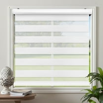 Zebra Cordless Window Blinds, Dual Layered Light Filtering Roller Shades, Easy Install Blinds, Indoor Home Decor, Pull-Down Shades for Windows, Light Control for Day & Night, White, 20"W X 72"H