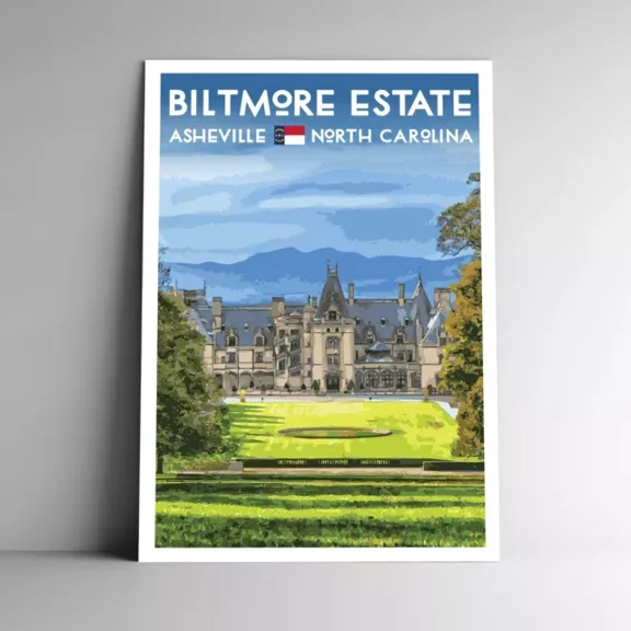 Biltmore Travel Poster Asheville North Carolina Poster Home Decor Office Wall Art
