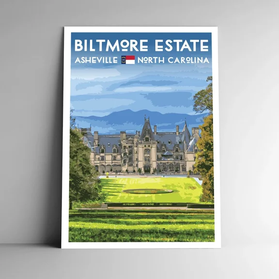 Biltmore Travel Poster Print Asheville North Carolina Usa Home Decor Office Wall Art