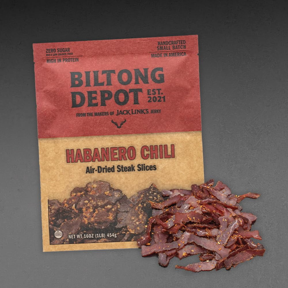 Biltong Depot Habanero Chili Biltong 1lb (16oz) Cut Paleo and Keto
