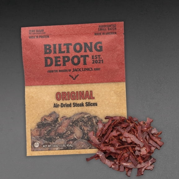 Biltong Depot Original Steak Slices (1 pound): High Protein Snack, No Sugar, Natural Dried Beef Jerky