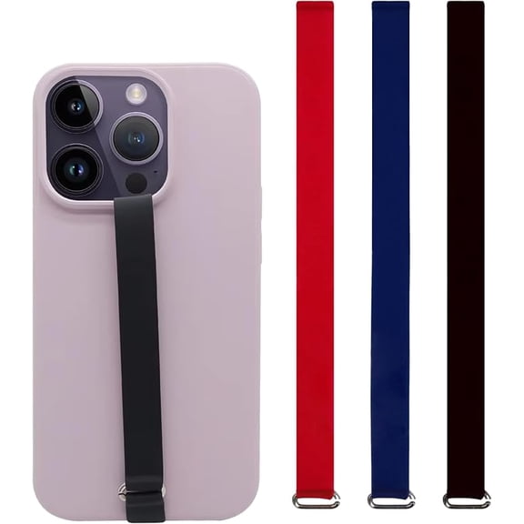Bilymate Reusable Silicone Phone Grip Strap (3 Pack)-Wireless Charging Compatible, Detachable Loop Holder for iPhone & Android Cases - Black+Blue+Red