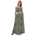 thumbnail image 1 of Bimba 2 Pcs Sexy Beach Party Wear Dress For Womens Printed Smocked Crop Top & Long Skirt CoordSet, 1 of 7