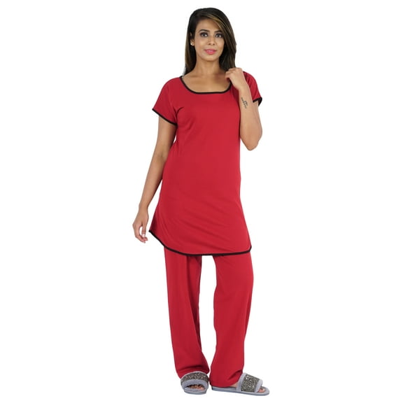 Bimba 2pc Pajama Set For Women 100% Cotton Nightwear Set Plain Sleepwear