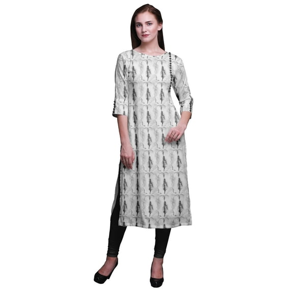 Bimba 3/4 Sleeve Kurta Printed Straight Kurti Summer Clothing For Women