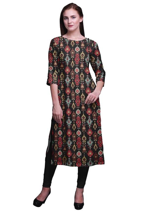 3/4 Sleeve Kurta Printed Straight Kurti Summer Clothing For Women