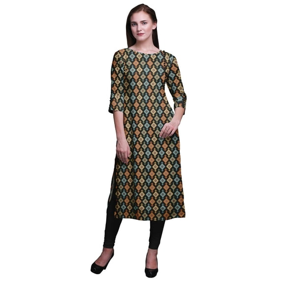Bimba 3/4 Sleeve Kurta Printed Straight Kurti Summer Clothing For Women